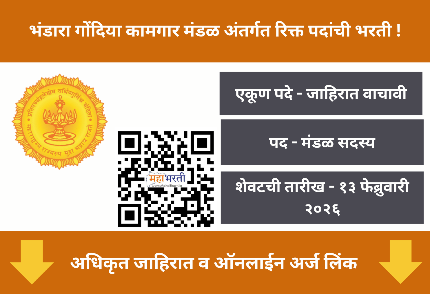 Bhandara Gondia Kamgar Mandal Bharti 2026