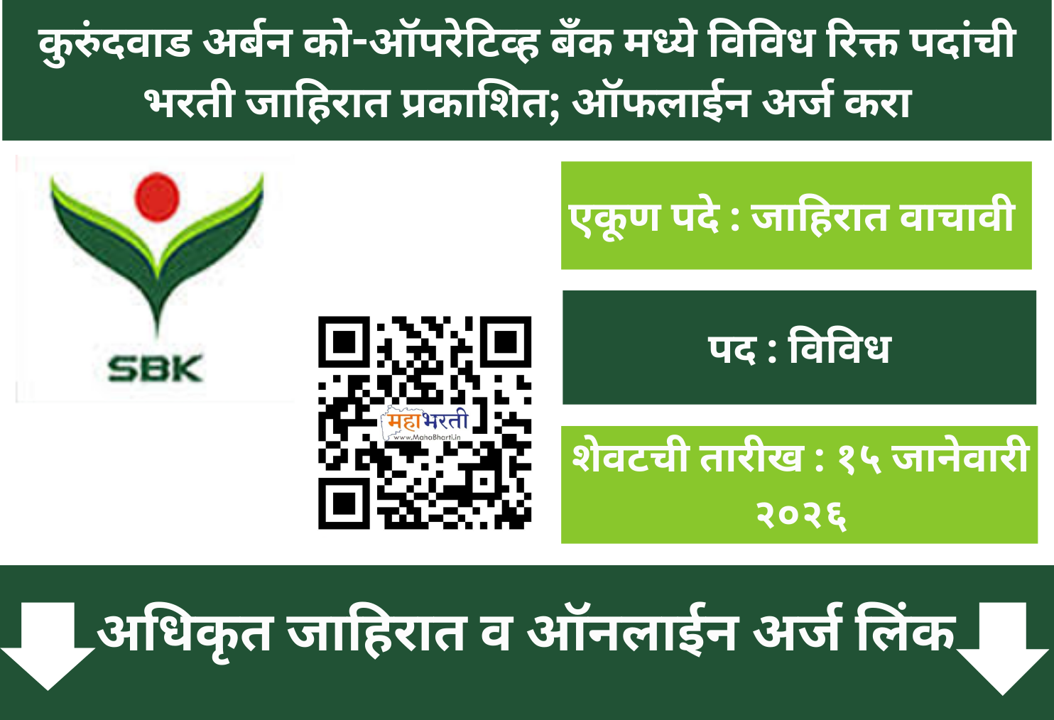 Kurundwad Urban Co-Operative Bank Recruitment 2026
