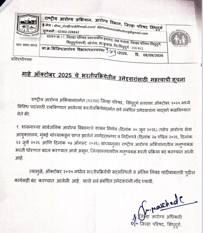 NHM Sindhudurg Bharti 2026