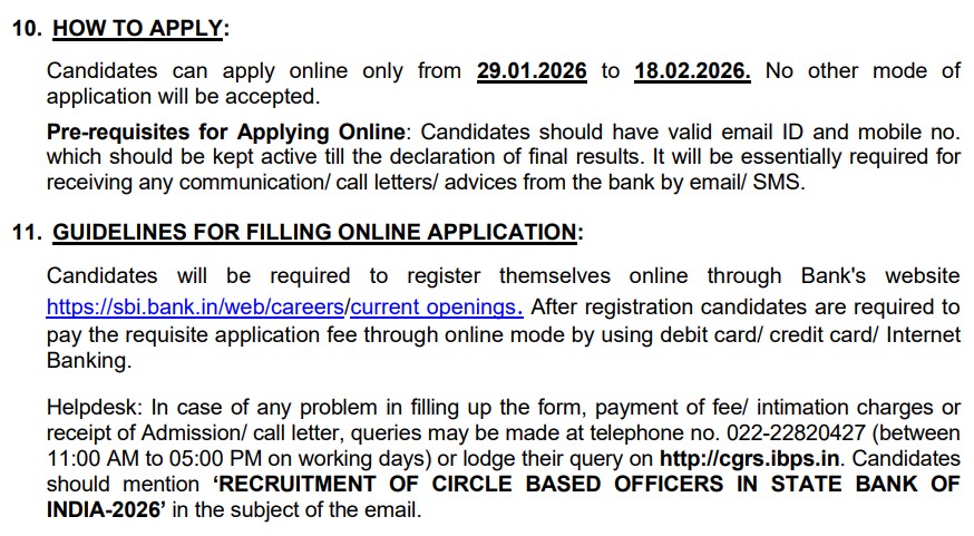 SBI CBO Form 2026