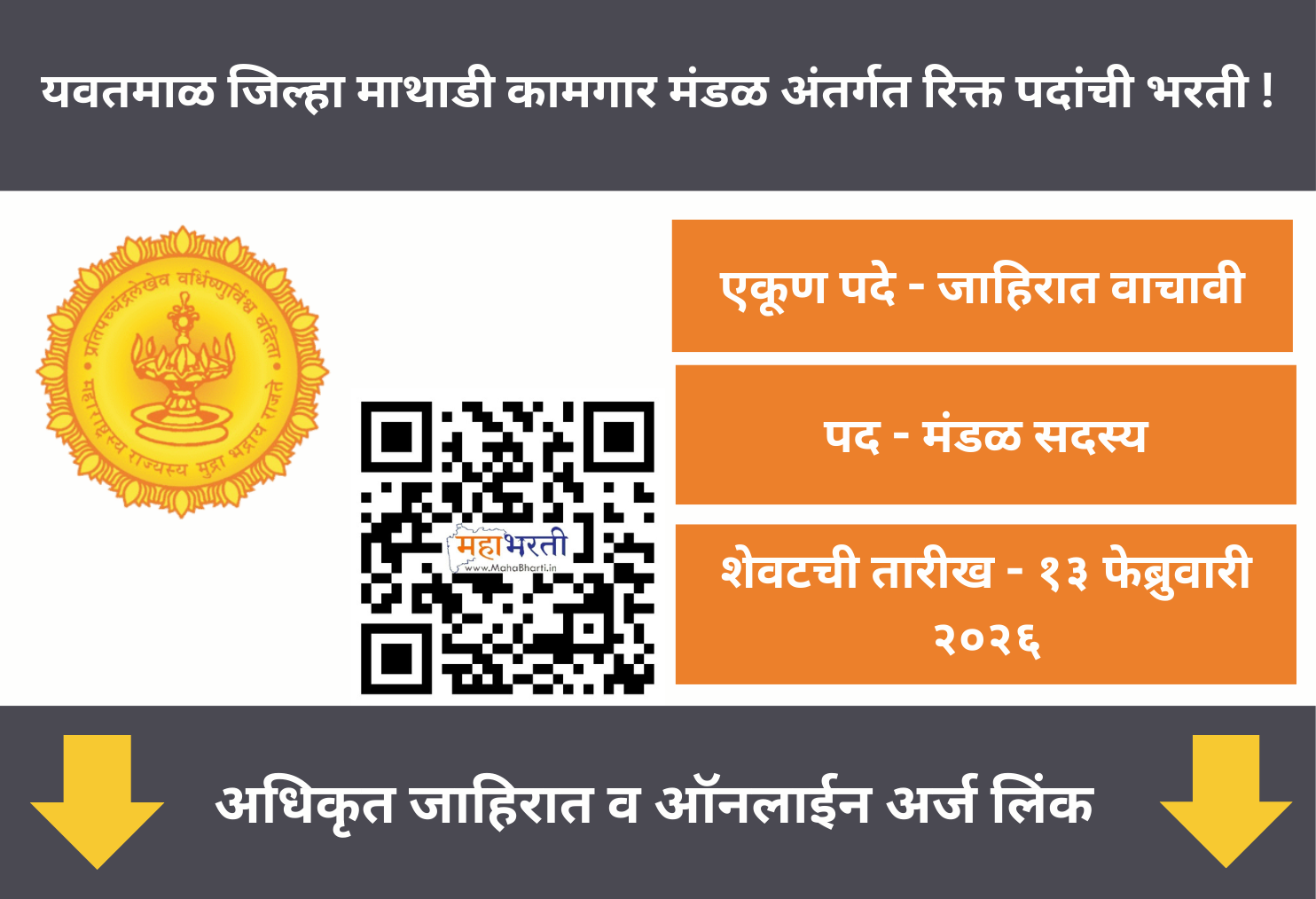 Yavatmal Jilha Mathadi Kamgar Mandal Bharti 2026
