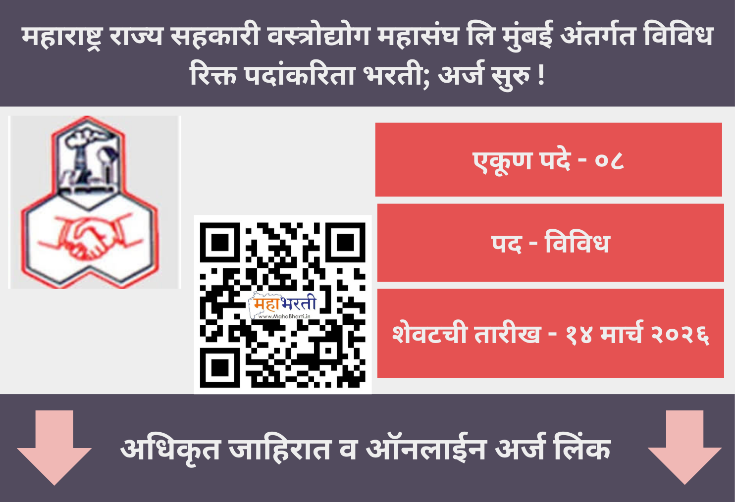 Maharashtra State Co-Op Textile Federation Bharti 2026