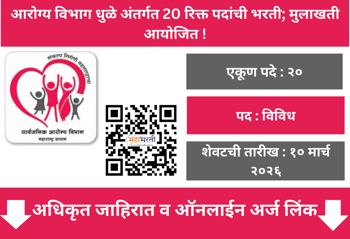 Arogya Vibhag Dhule Recruitment 2026