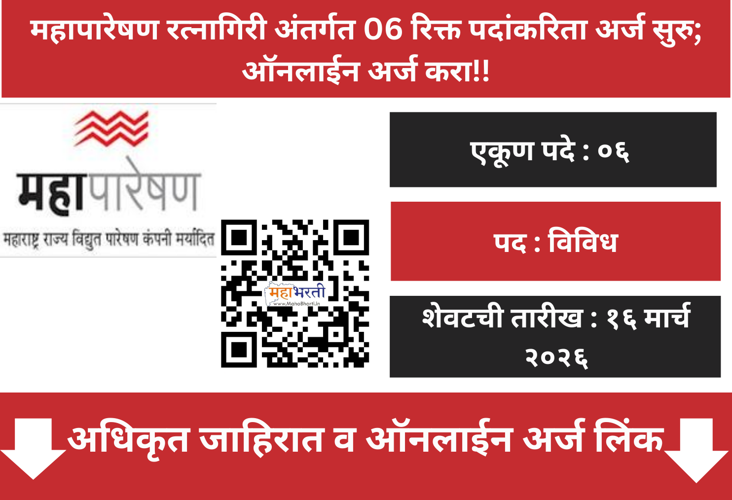 MahaPareshan Ratnagiri Bharti 2026