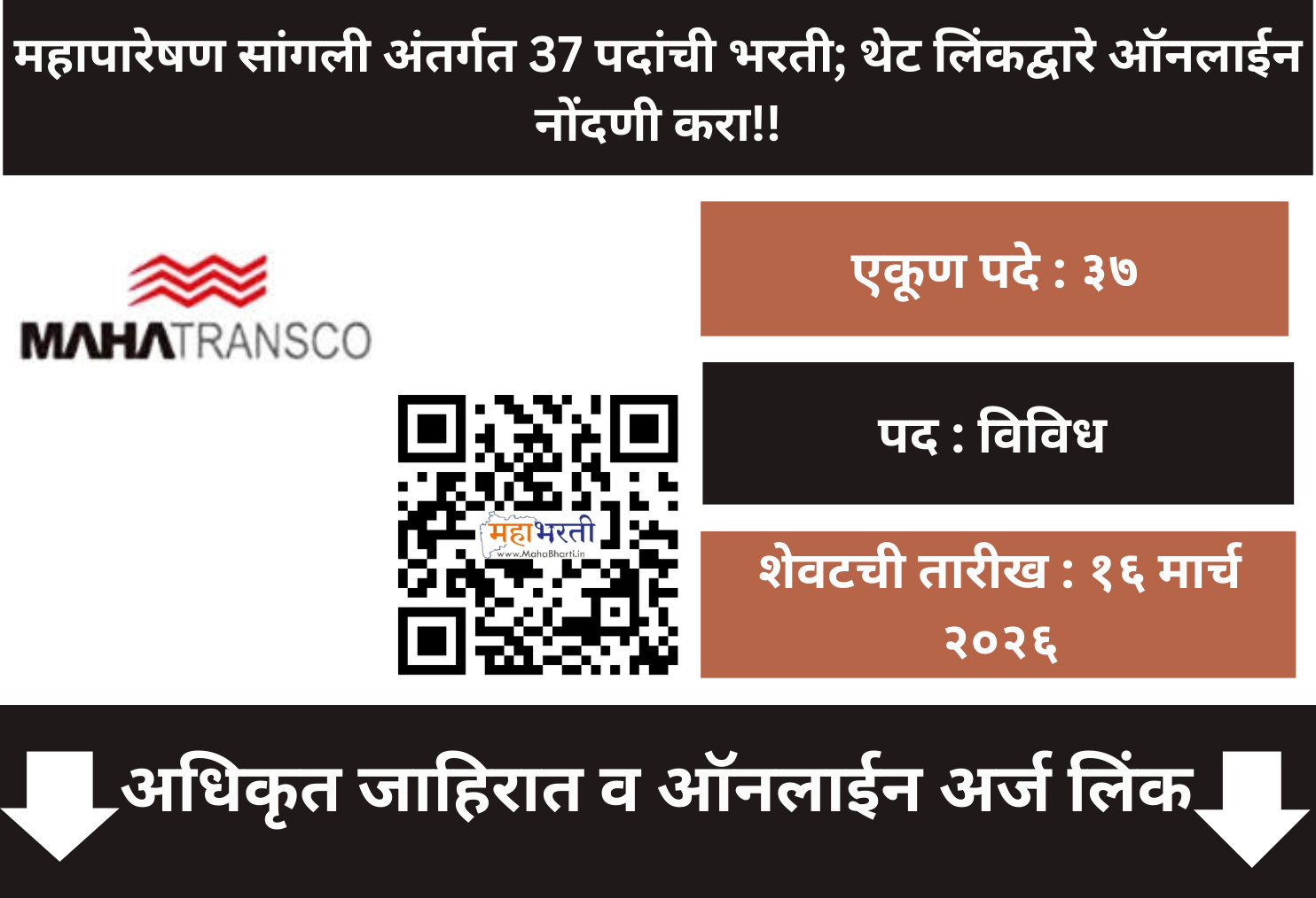 Mahapareshan Sangli Bharti 2026