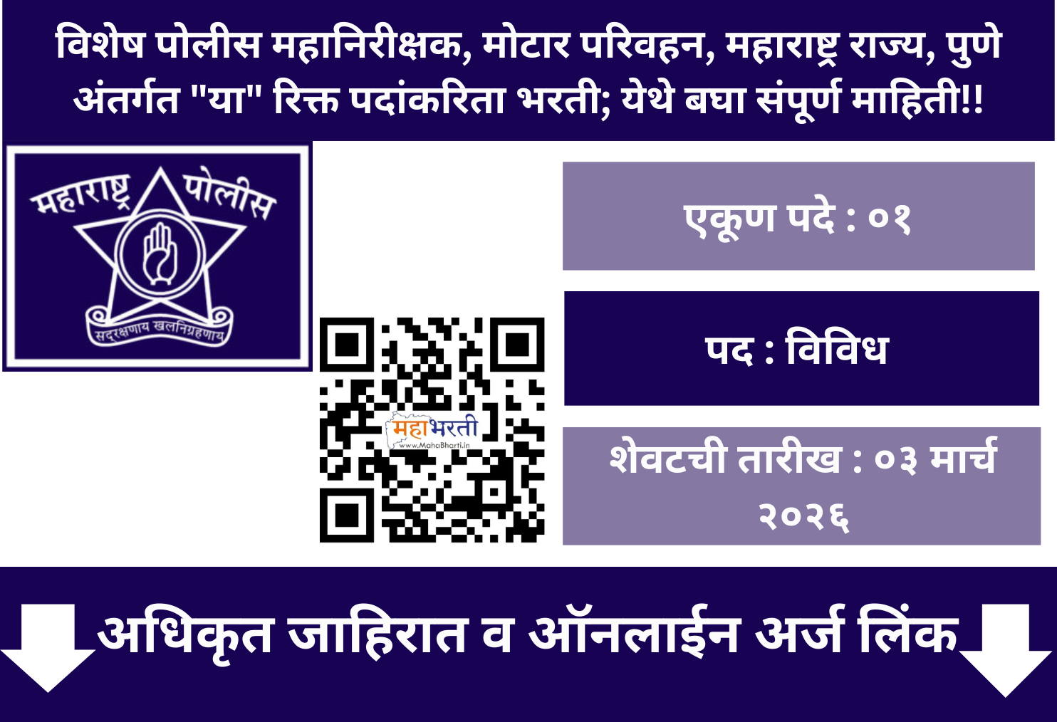 Maharashtra Police Motor Transport Bharti 2026