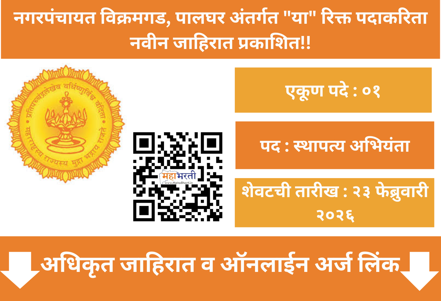 Nagar Panchayat Vikramgad Bharti 2026