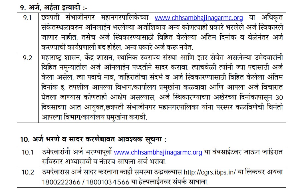 Chhatrapati Sambhajinagar Mahanagarpalika Form 2026