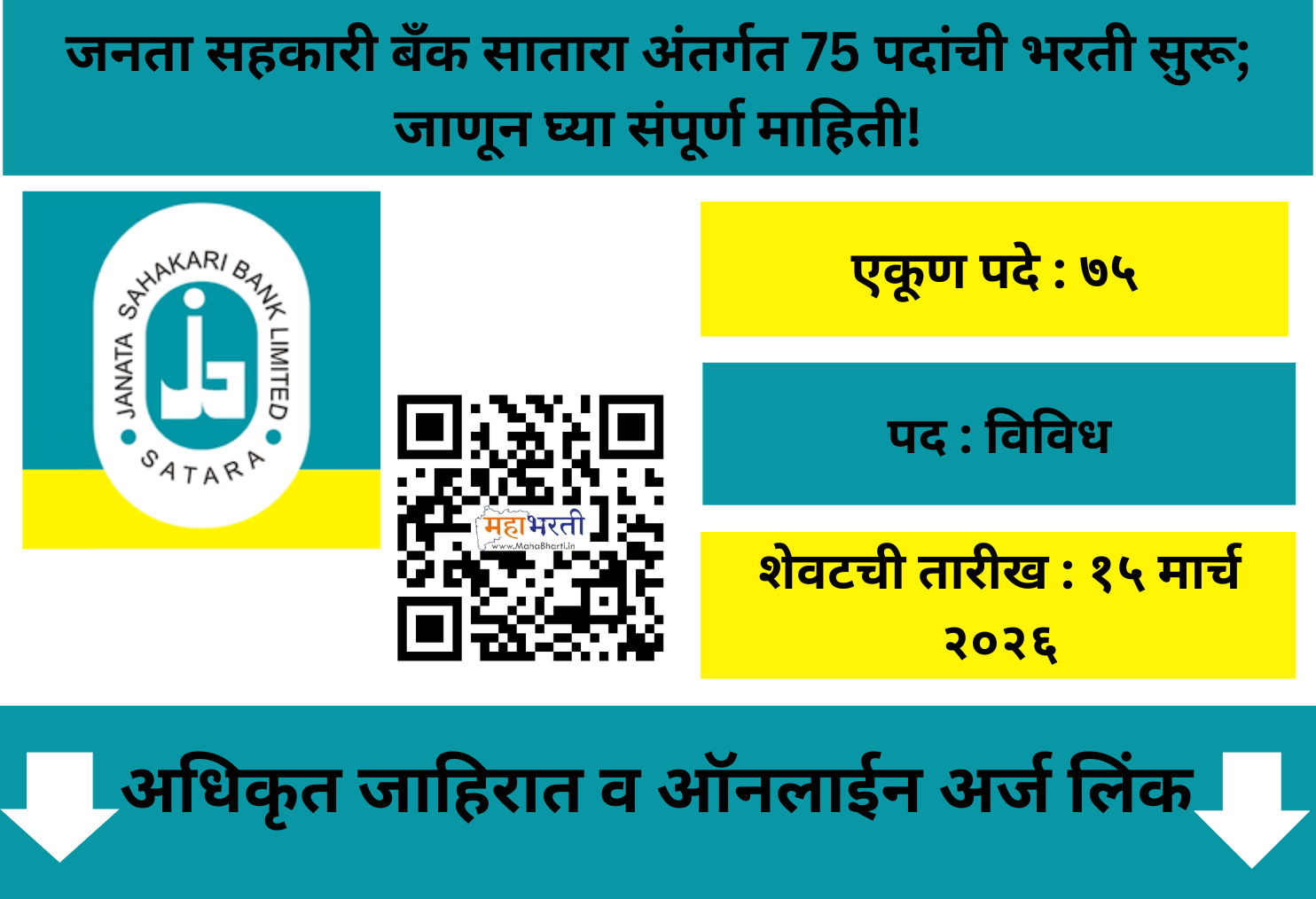 Janata Sahakari Bank Satara Bharti 2026