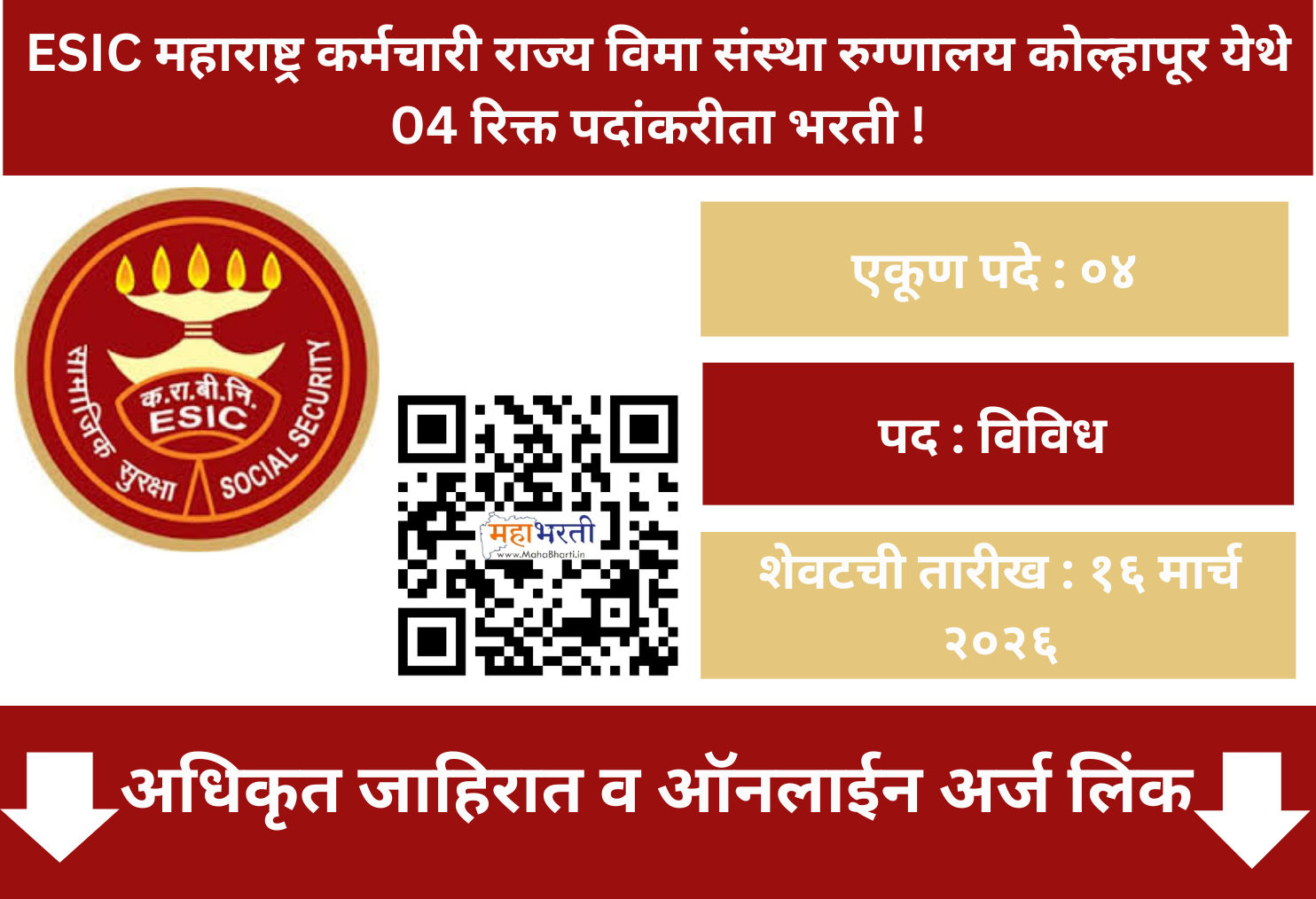 ESIS Kolhapur Bharti 2026