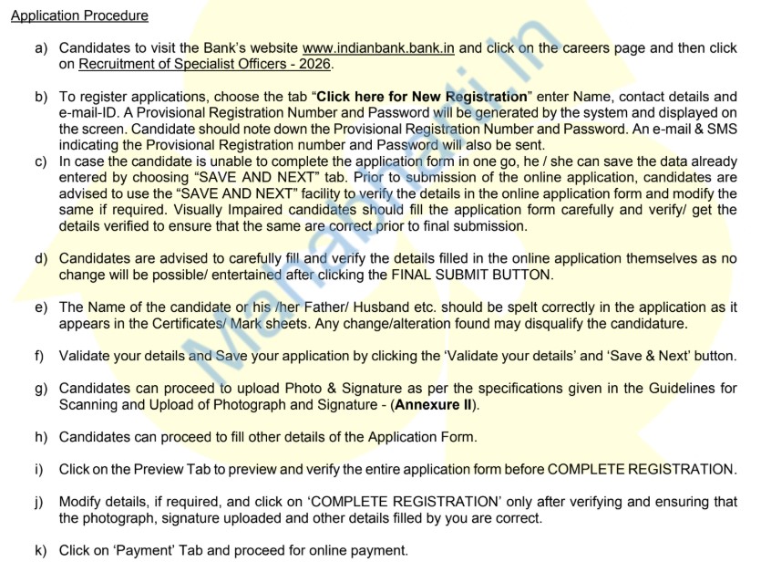Indian Bank Form 2026
