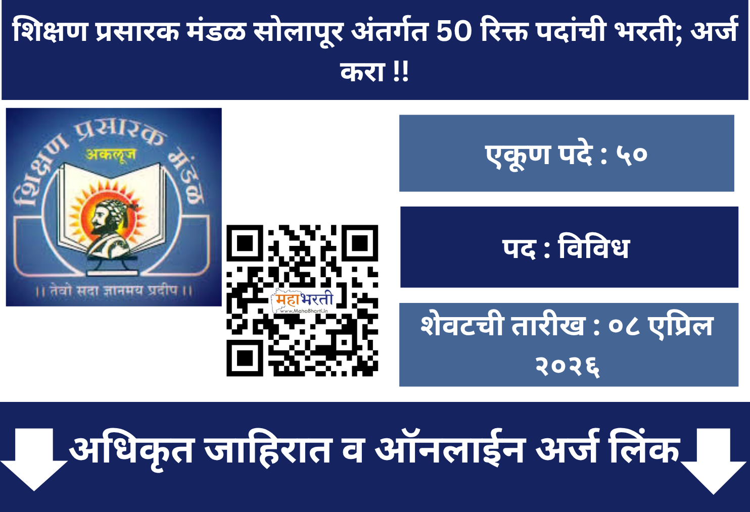 Shikshan Prasarak Mandal Solapur Bharti 2026