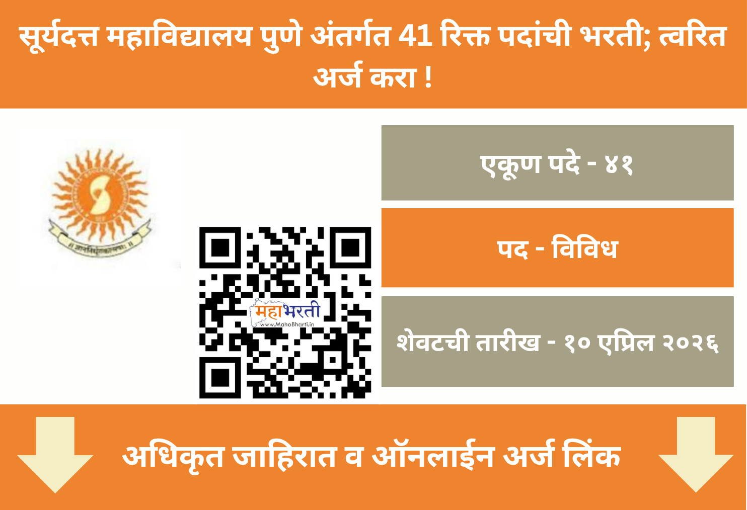 Suryadatta College Pune Bharti 2026