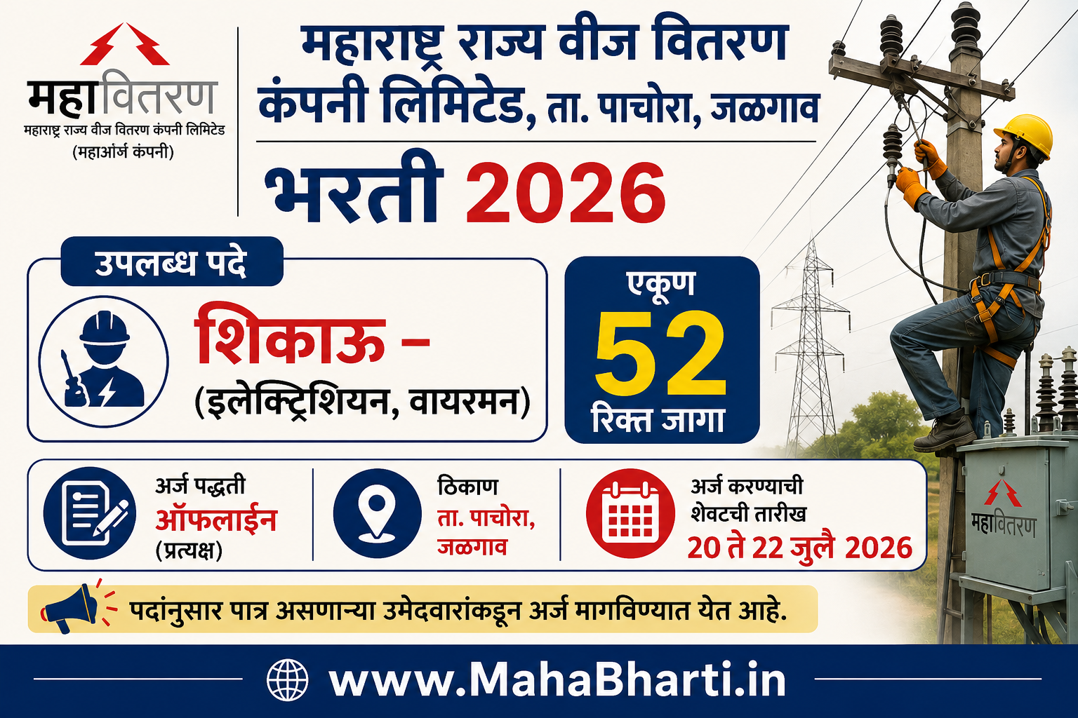 Mahavitaran Pachora Bharti 2026