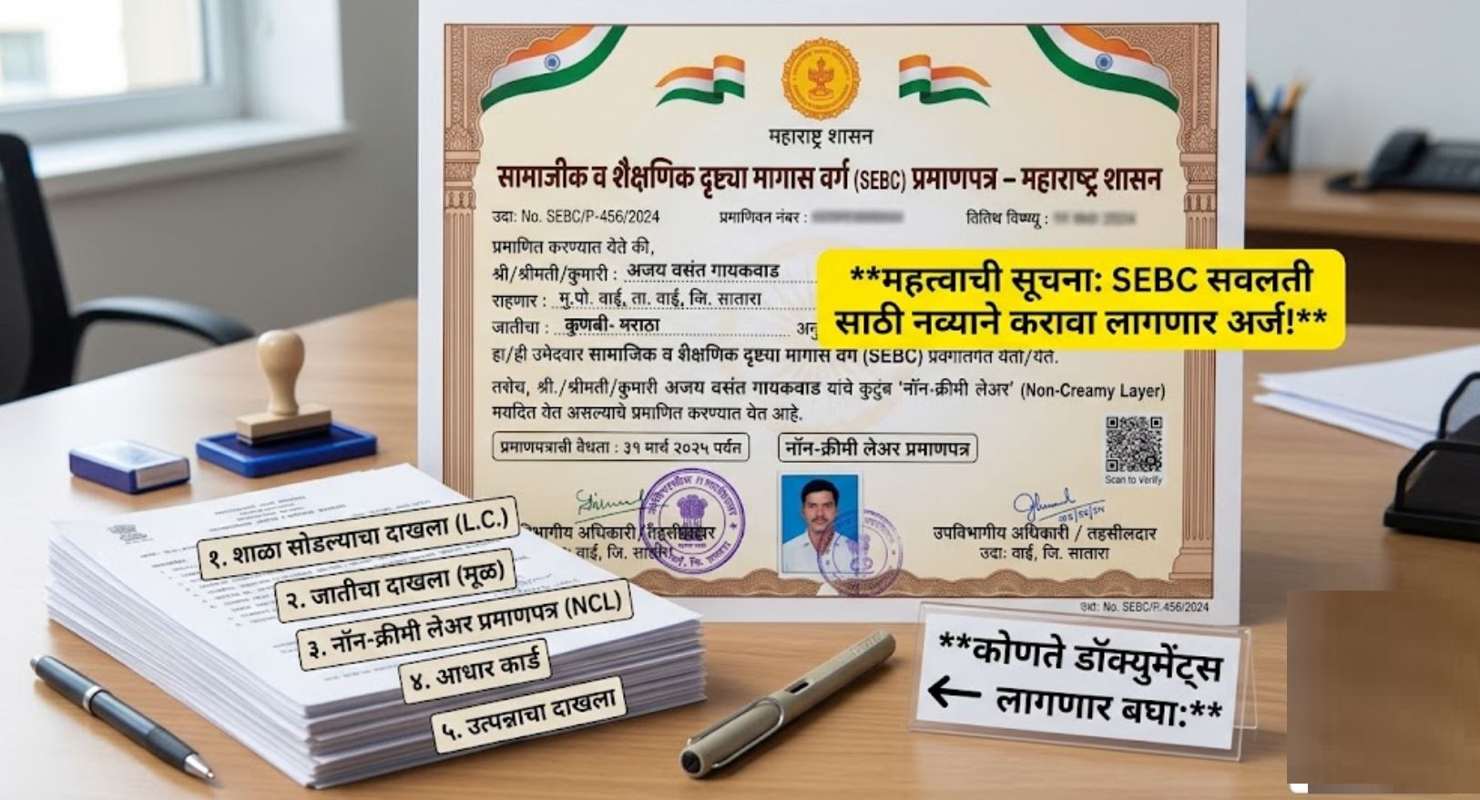 Maratha SEBC Caste Certificate