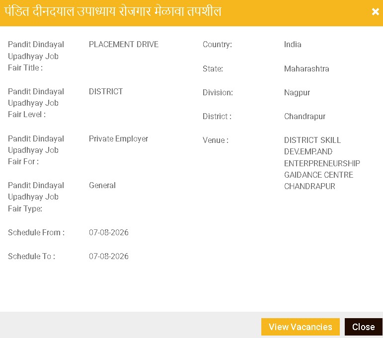 Chandrapur Rojgar Melava 2026