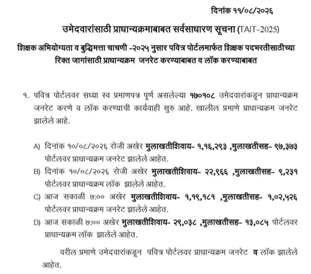 MahaTAIT Interview Updates